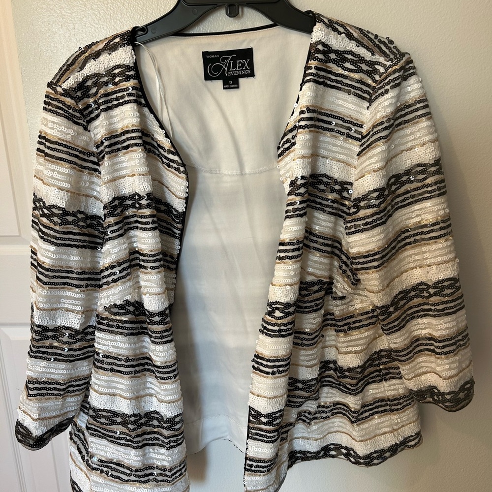 Alex Evenings Elegant Black and White Jacket